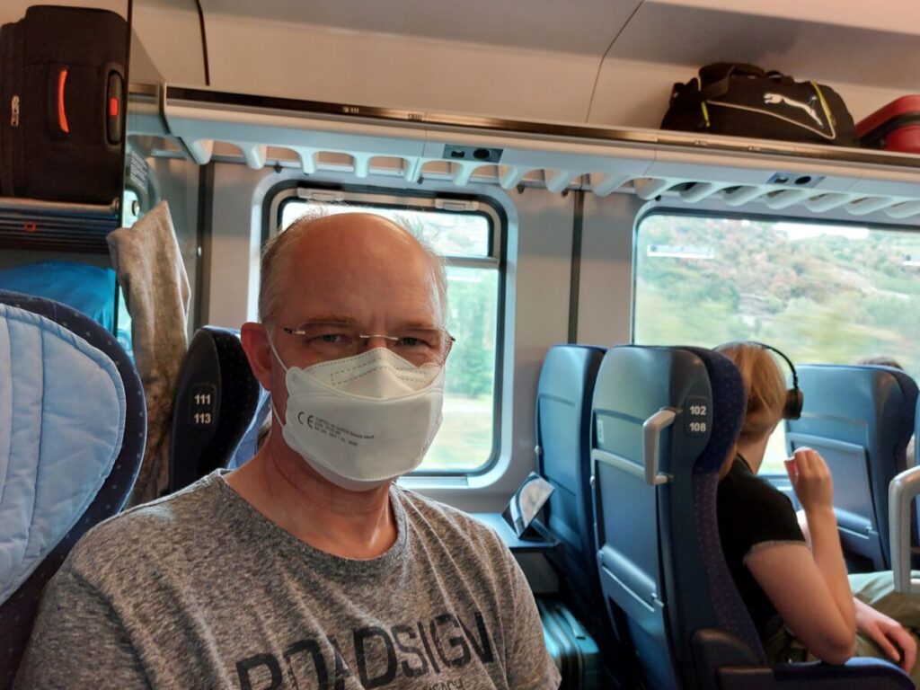 Michael im Zug nach Köln